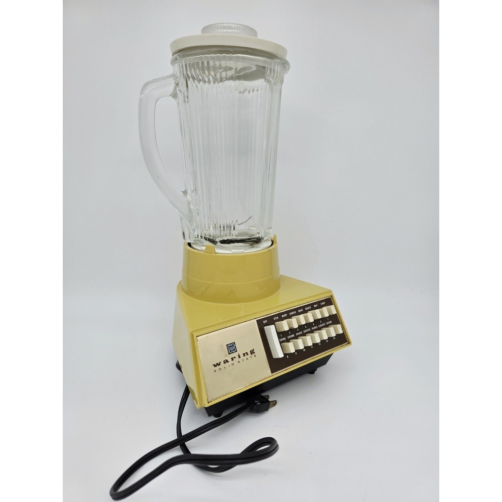 Vintage Mid Century Modern Waring Glass Blender Yellow MCM Kitchen- Works Tested
